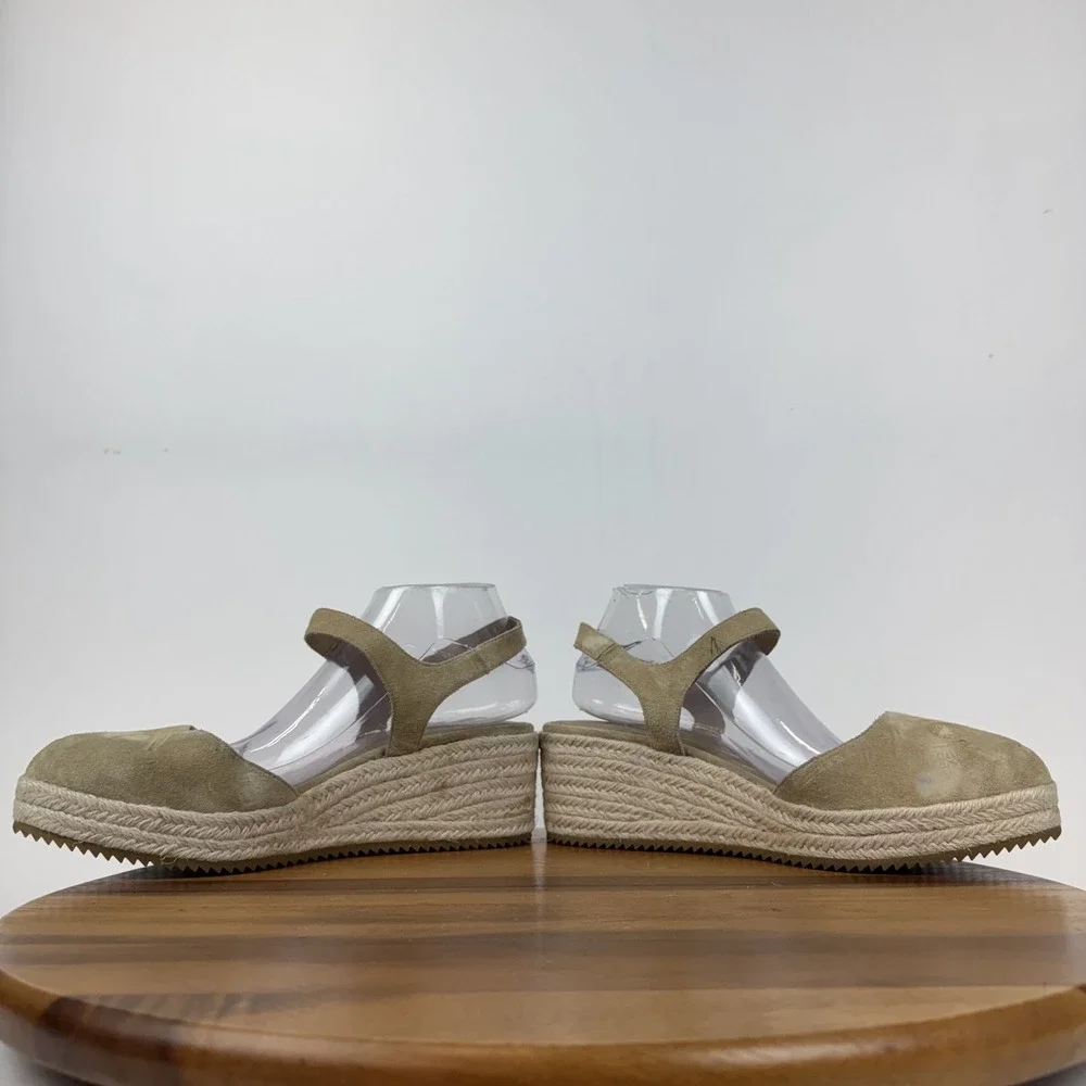 New Womens Eileen Fisher‎ Nessa Beige Espadrille Platform Wedge Sandals Size 11